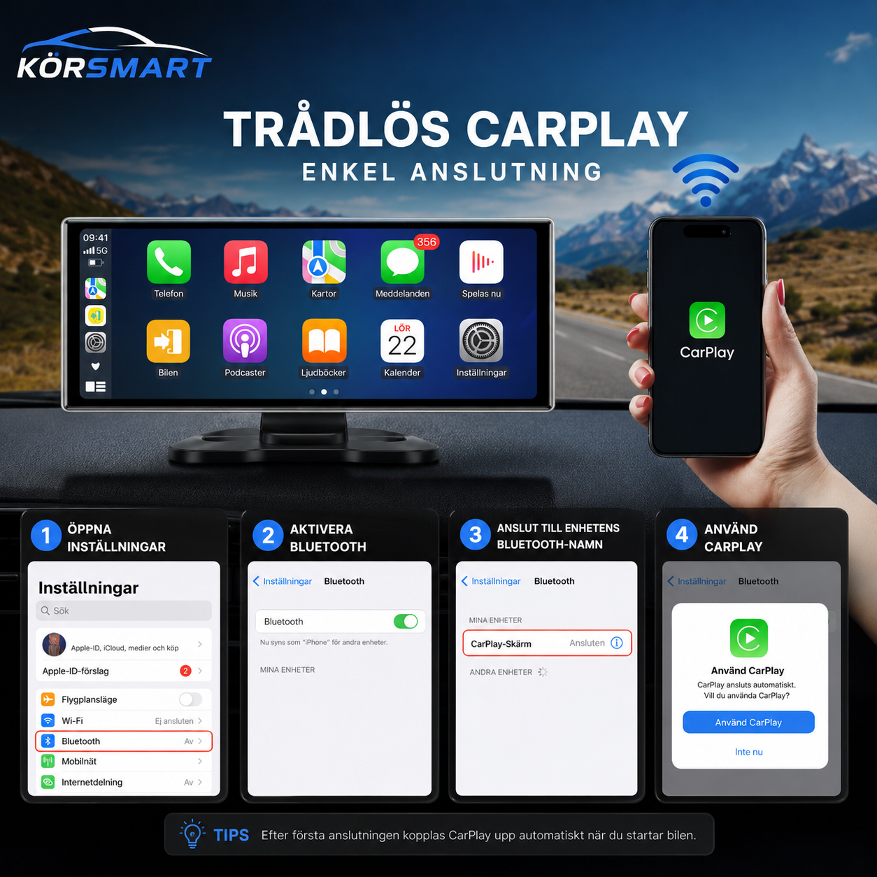 Trådlös CarPlay – Enkel anslutning